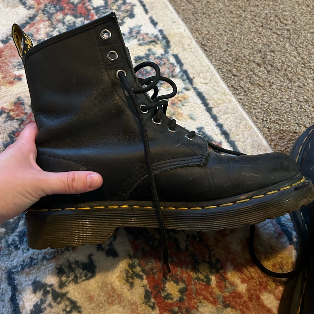 Dr. Martens Black Leather Combat Boots - Picture 3 of 4